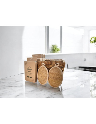 Esponjas de Lufa Natural MiMonHouse - Paquete de 2, Suaves y Biodegradables