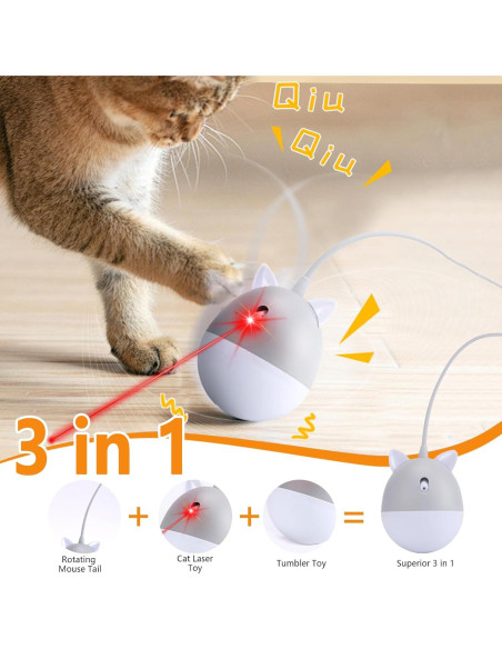 Juguete Lásers Automático Interactivo para Gatos Gris - Genérico