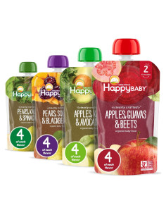 Pouches de Comida para Bebés Happy Baby Organics 16 Unidades