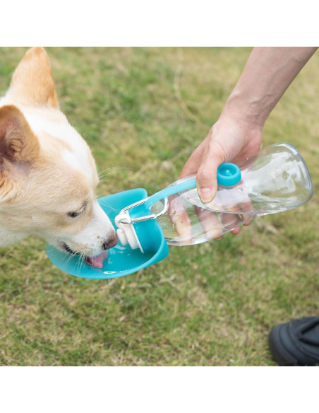 Botella de Agua LumoLeaf 591 ml para Perros con Tazón Plegable
