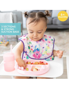 Plato de Succión de Silicona Bumkins Rosa 3 Secciones 2