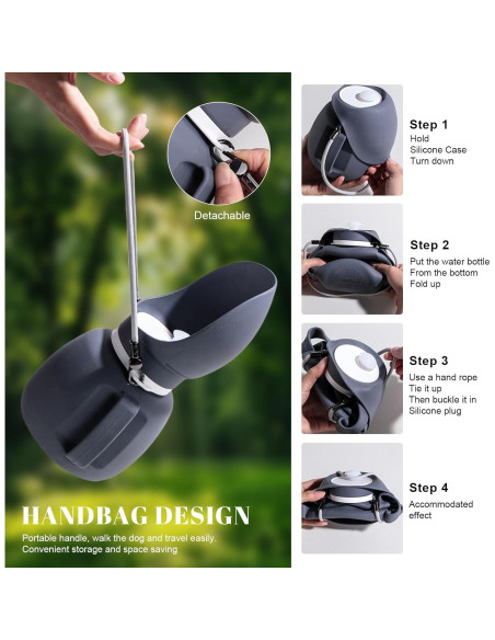 Botella de Agua Plegable para Perros NVTED 800ml a Prueba de Fugas