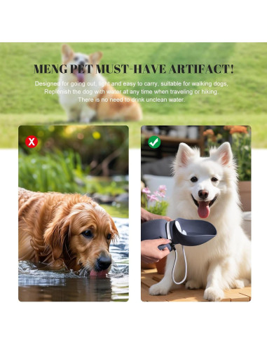 Botella de Agua Plegable para Perros NVTED 800ml a Prueba de Fugas