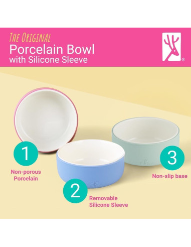 Cuencos de Porcelana Elk y Amigos con Manga de Silicona 4 Pzas