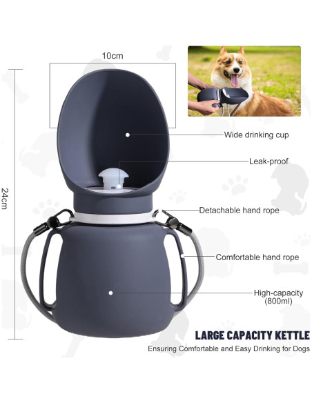 Botella de Agua Plegable para Perros NVTED 800ml a Prueba de Fugas