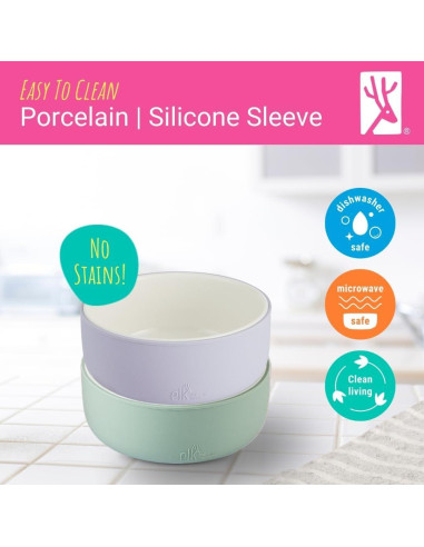 Cuencos de Porcelana Elk y Amigos con Manga de Silicona 4 Pzas