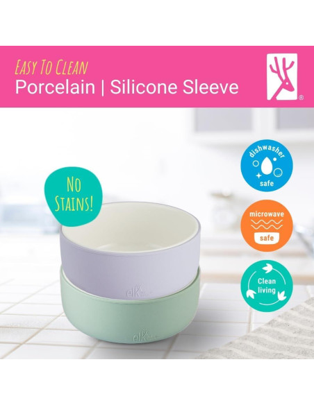 Cuencos de Porcelana Elk y Amigos con Manga de Silicona 4 Pzas