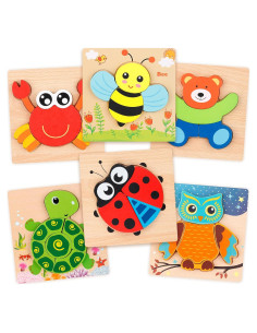 Juego de Rompecabezas de Madera Coogam - 6 Animales Montessori