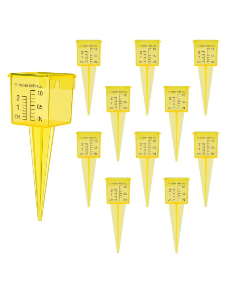 Paquete de 10 Pluviómetros Amarillos 13.5 cm para Jardín