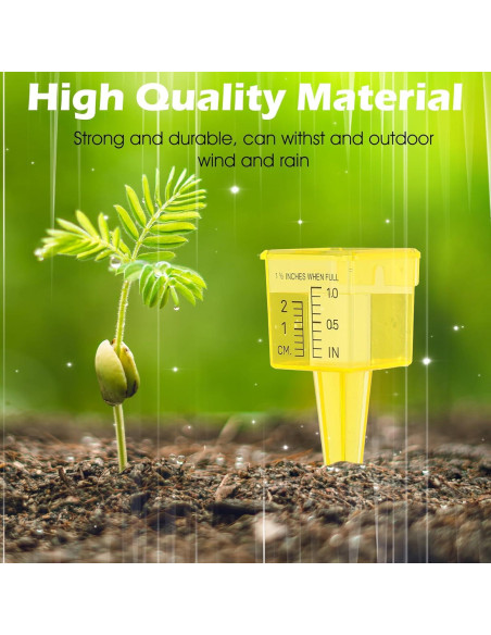 Paquete de 10 Pluviómetros Amarillos 13.5 cm para Jardín