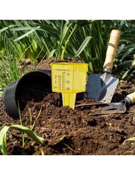 Paquete de 10 Pluviómetros Amarillos 13.5 cm para Jardín