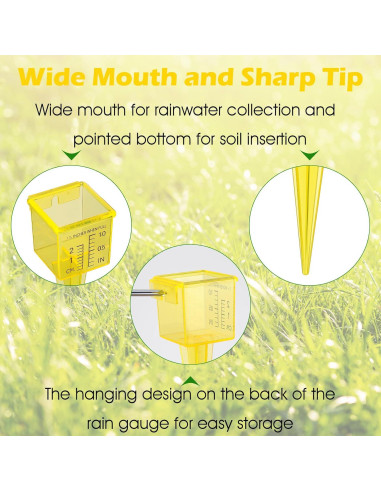 Paquete de 10 Pluviómetros Amarillos 13.5 cm para Jardín