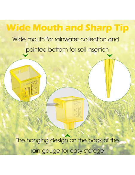 Paquete de 10 Pluviómetros Amarillos 13.5 cm para Jardín