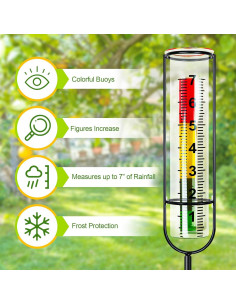 Medidor de Lluvia 17.78 cm Pankousa con Estacas Metálicas 2