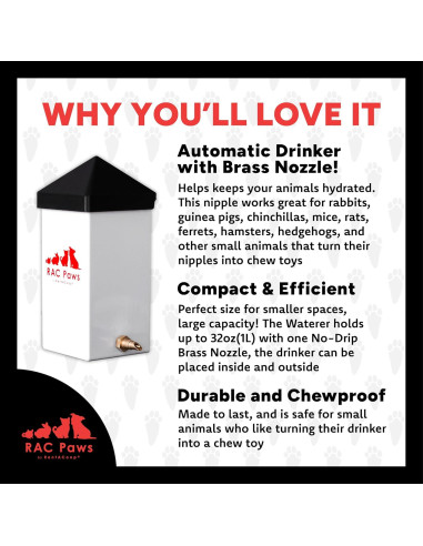 Bebedero Automático RentACoop 1L con Boquilla de Latón Sin Goteo