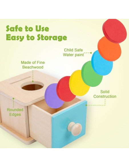 Caja de Monedas Montessori Adena 2 en 1 para Bebés 6-24 Meses