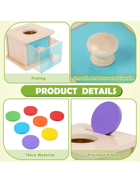 Caja de Monedas Montessori Adena 2 en 1 para Bebés 6-24 Meses