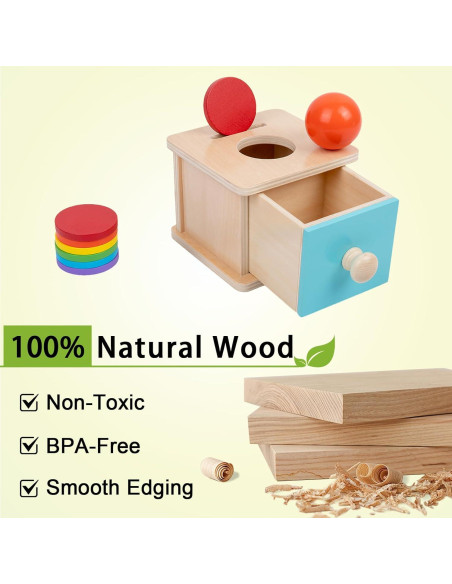 Caja de Monedas Montessori Adena 2 en 1 para Bebés 6-24 Meses