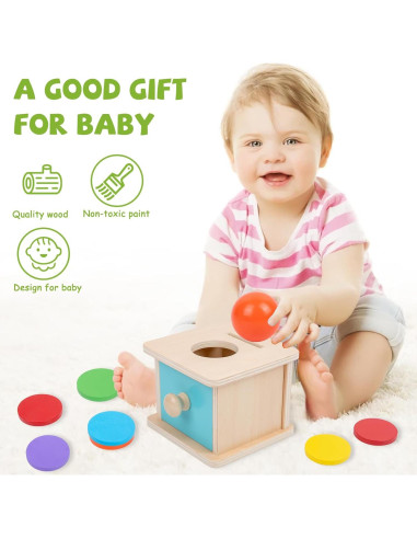Caja de Monedas Montessori Adena 2 en 1 para Bebés 6-24 Meses