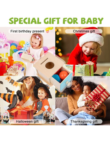 Caja de Monedas Montessori Adena 2 en 1 para Bebés 6-24 Meses