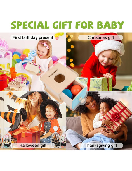 Caja de Monedas Montessori Adena 2 en 1 para Bebés 6-24 Meses