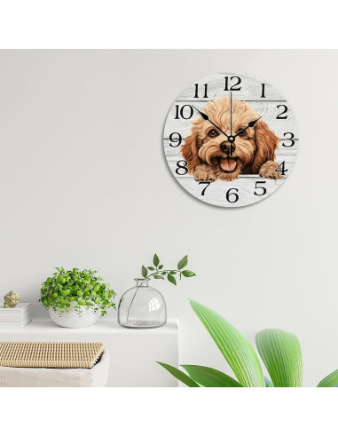 Reloj de Pared Redondo JuneLucky 30 cm Madera Silencioso