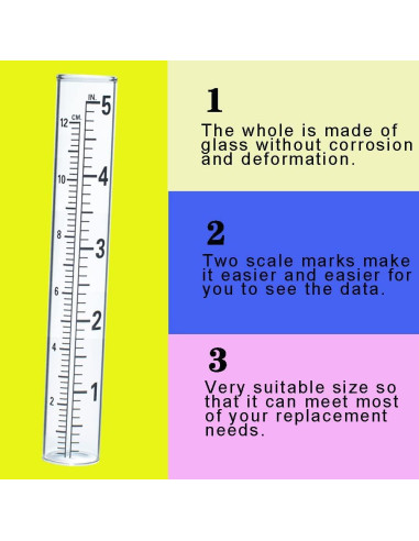 4 Tubos de Reemplazo para Medidor de Lluvia YZDTECH 12.7 cm