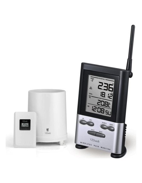 Pluviómetro Inalámbrico YZDTECH con Termómetro y Auto Vaciamiento