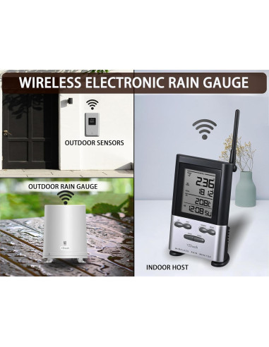 Pluviómetro Inalámbrico YZDTECH con Termómetro y Auto Vaciamiento