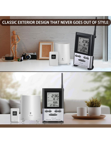 Pluviómetro Inalámbrico YZDTECH con Termómetro y Auto Vaciamiento