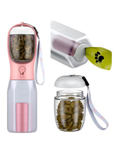 Botella de Agua para Perros Innoshopp 591ml Rosa 3-en-1