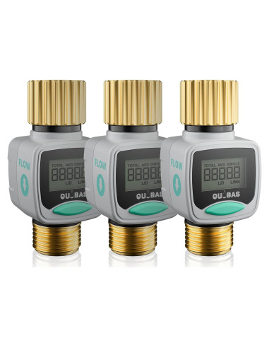 Medidor de Flujo de Agua QUOBAS WM1 - 3 Paquete, LCD, Latón