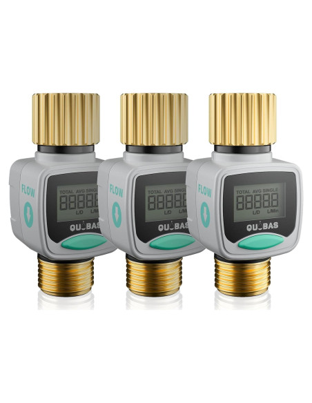 Medidor de Flujo de Agua QUOBAS WM1 - 3 Paquete, LCD, Latón