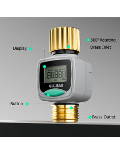 Medidor de Flujo de Agua QUOBAS WM1 - 3 Paquete, LCD, Latón 2