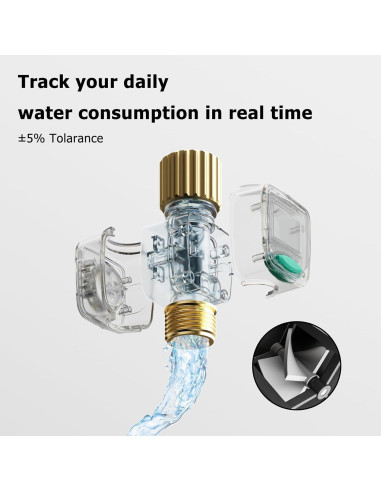 Medidor de Flujo de Agua QUOBAS WM1 - 3 Paquete, LCD, Latón