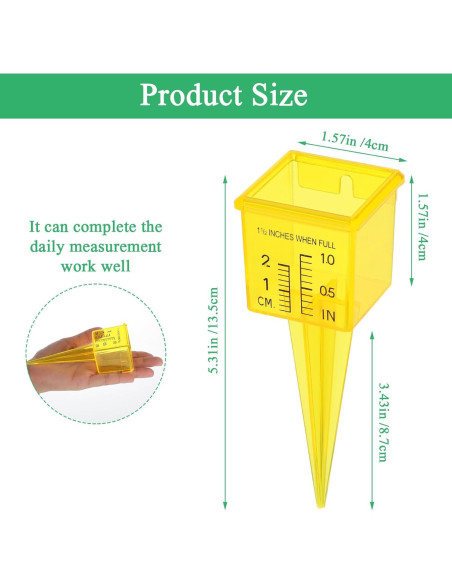 10 Pluviómetros Amarillos de Jardín Ubamdom 13.5x4 cm