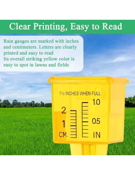 10 Pluviómetros Amarillos de Jardín Ubamdom 13.5x4 cm