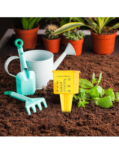 10 Pluviómetros Amarillos de Jardín Ubamdom 13.5x4 cm