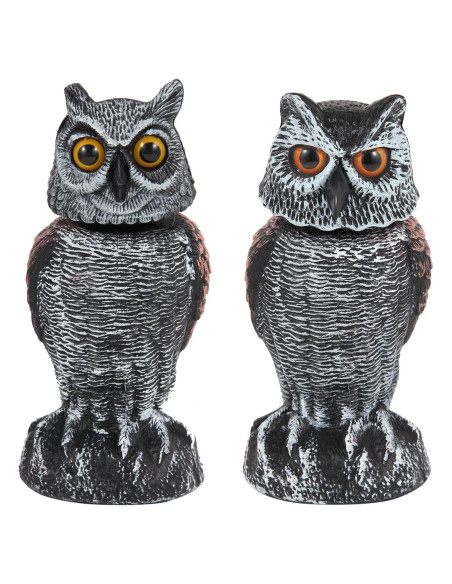 Hedoc 2 Decoys de Búho Falso con Cabeza Rotativa para Jardín