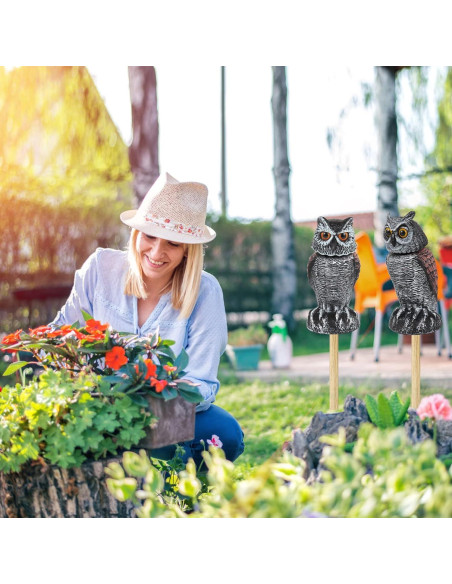 Hedoc 2 Decoys de Búho Falso con Cabeza Rotativa para Jardín