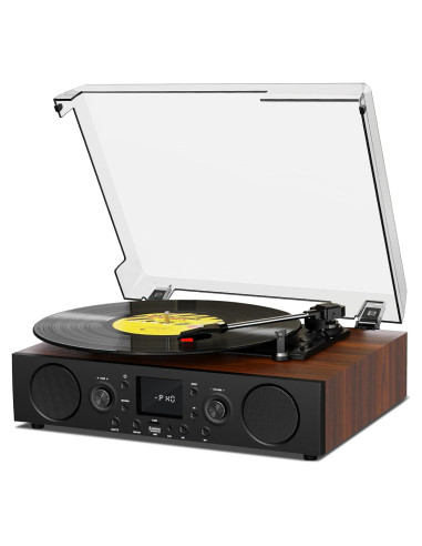 Tocadiscos Vintage JUNGLE MONSTER TE-103BN 3 Velocidades Bluetooth