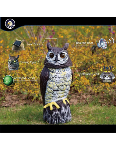 Búho Solar Decorativo Ugold con Detección de Movimiento 42.9 cm