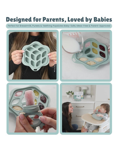 Conjunto Alimentador de Frutas Bebés - Babero Silicona Verde