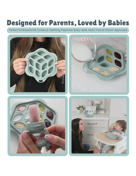 Conjunto Alimentador de Frutas Bebés - Babero Silicona Verde