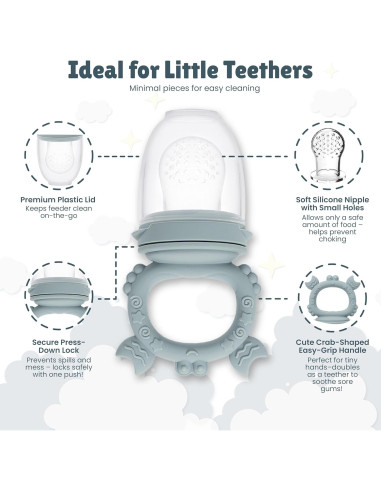 Conjunto Alimentador de Frutas Bebés - Babero Silicona Verde