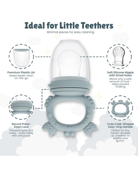 Conjunto Alimentador de Frutas Bebés - Babero Silicona Verde