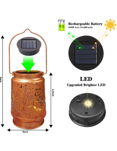 Linterna Solar Colgante YWYELED Impermeable 10.8x16.5cm