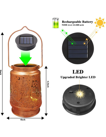 Linterna Solar Colgante YWYELED Impermeable 10.8x16.5cm