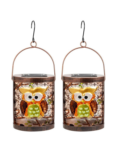 2 Linternas Solares Colgantes de Búho SUNNYSOLAR Impermeables