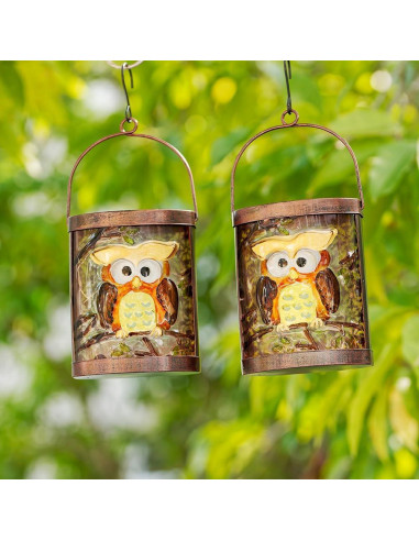 2 Linternas Solares Colgantes de Búho SUNNYSOLAR Impermeables
